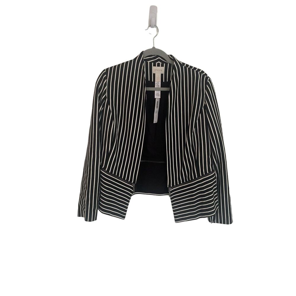 NWT Chico's Ponte Knit Jacket New Striped Blazer Women Small